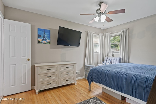 9 W Susan St, Hazlet, NJ 07730 - bedroom with light wood-style flooring, baseboards, and a ceiling fan