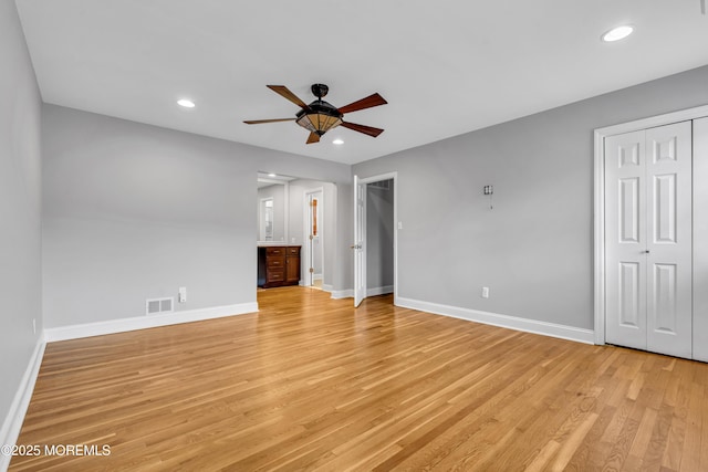 6 Kenneth Dr, Ocean Twp, NJ 07712 - unfurnished room featuring ceiling fan, light wood finished floors, baseboards, and recessed lighting