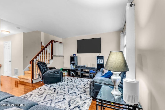 1202 Alpine Trl, Neptune Township, NJ 07753 - living room featuring stairs and wood finished floors