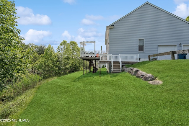 7 Cranberry Ct, Haledon, NJ 07508 - view of green lawn with stairs and a wooden deck