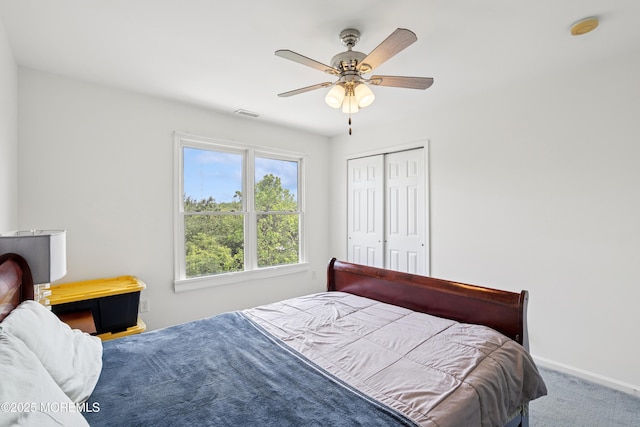 7 Cranberry Ct, Haledon, NJ 07508 - bedroom with carpet flooring, a closet, and ceiling fan