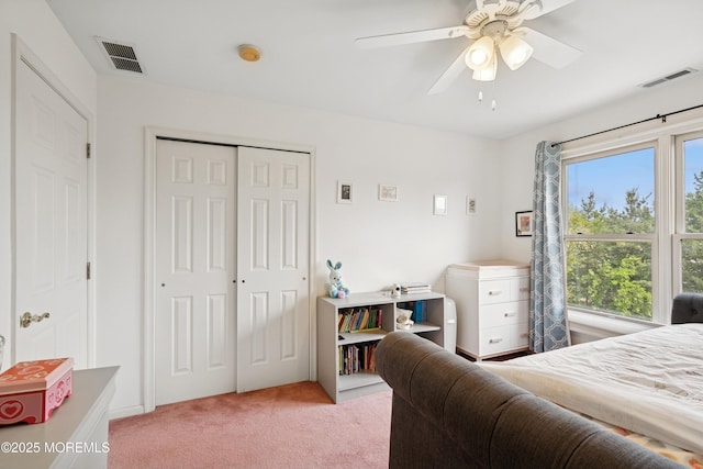 7 Cranberry Ct, Haledon, NJ 07508 - bedroom featuring light carpet, a closet, and ceiling fan