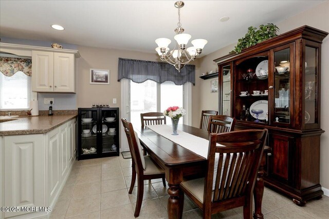 648 Pulham Ct Unit B, Manchester, NJ 08759 - dining room with a chandelier, light tile patterned floors, and recessed lighting