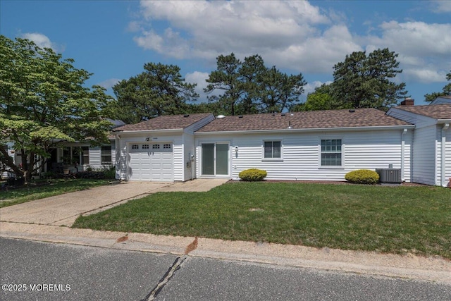 648 Pulham Ct Unit B, Manchester, NJ 08759 - ranch-style home featuring a garage, driveway, a front yard, and central AC unit
