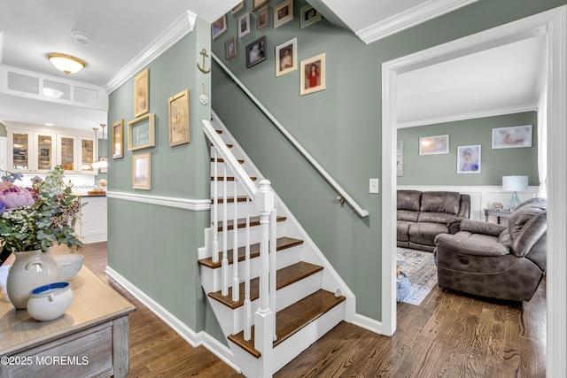 913 Lorillard Ave, Union Beach, NJ 07735 - staircase featuring crown molding and wood finished floors