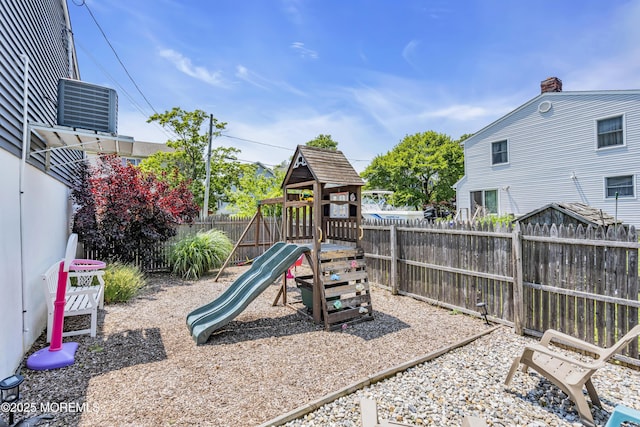 913 Lorillard Ave, Union Beach, NJ 07735 - view of play area featuring a fenced backyard and cooling unit