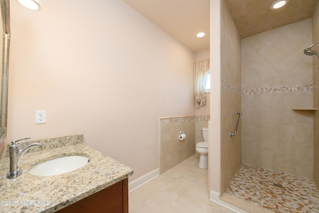 324 Magnolia Ave, Brielle, NJ 08730 - full bath with vanity, tiled shower, tile patterned flooring, and recessed lighting