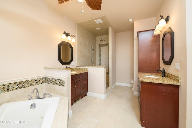 324 Magnolia Ave, Brielle, NJ 08730 - bathroom with a shower stall, a whirlpool tub, two vanities, and tile patterned flooring