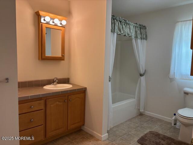 184 Pebble Beach Dr, Mays Landing, NJ 08330 - full bath with vanity, shower / bath combo, and tile patterned floors