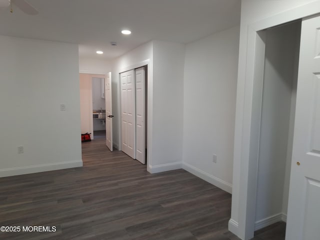 414 Oak Tree Rd, Freehold, NJ 07728 - hallway featuring recessed lighting and dark wood-style floors