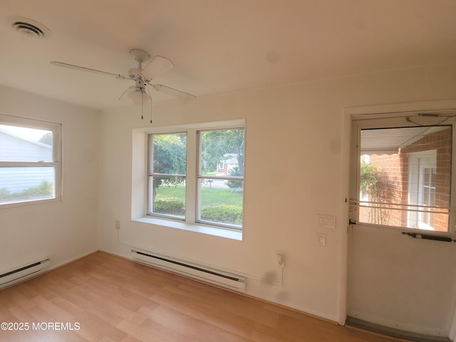 799 Hudson Pkwy, Whiting, NJ 08759 - empty room featuring baseboard heating, ceiling fan, and light wood finished floors