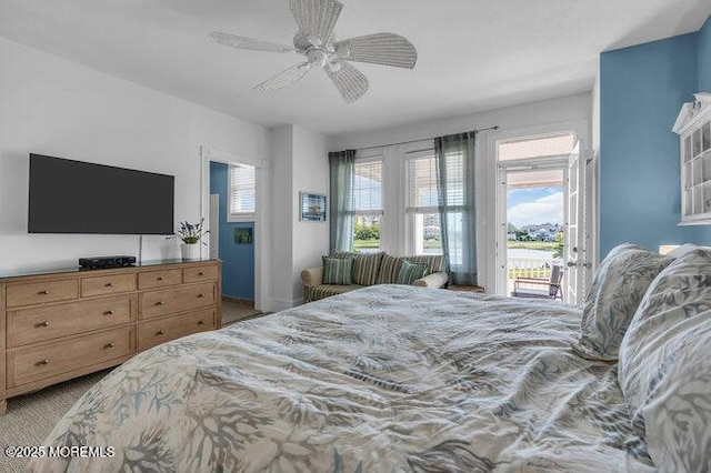 200 Monmouth Ave Unit 7, Spring Lake, NJ 07762 - bedroom with access to outside, multiple windows, a ceiling fan, and light carpet