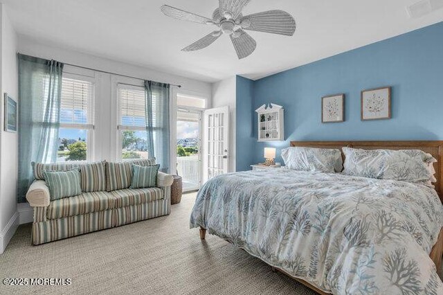 200 Monmouth Ave Unit 7, Spring Lake, NJ 07762 - carpeted bedroom featuring multiple windows, a ceiling fan, and access to outside