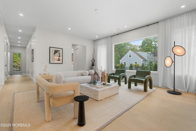 428 Wells Ave, Oakhurst, NJ 07755 - living area featuring light wood-style floors, plenty of natural light, and recessed lighting