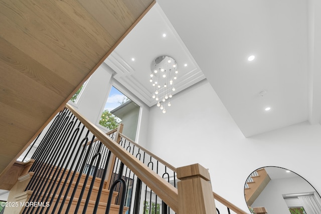 428 Wells Ave, Oakhurst, NJ 07755 - staircase featuring a high ceiling and recessed lighting
