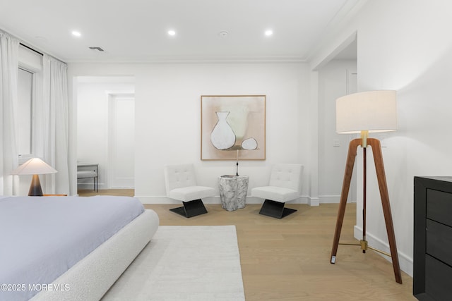 428 Wells Ave, Oakhurst, NJ 07755 - bedroom with baseboards, light wood-type flooring, crown molding, and recessed lighting