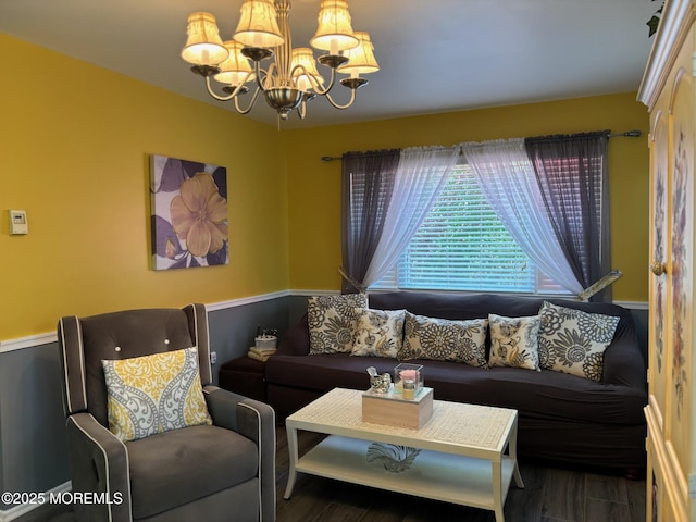 75 Hudson Pkwy Unit C, Whiting, NJ 08759 - living area with a chandelier and wood finished floors