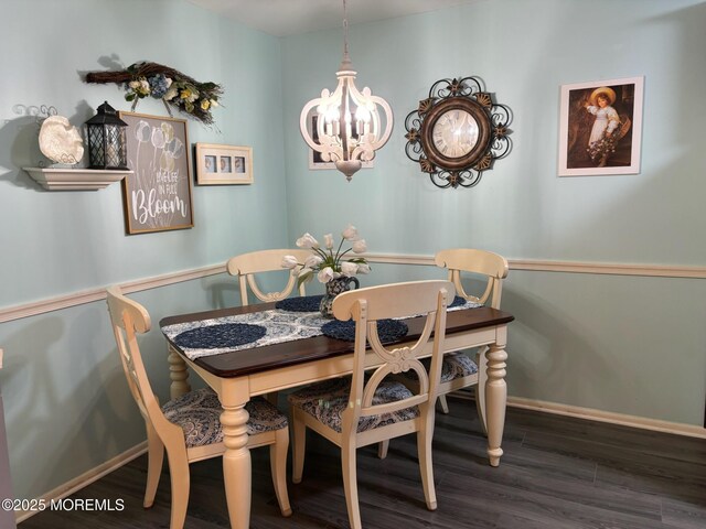 75 Hudson Pkwy Unit C, Whiting, NJ 08759 - dining space with a chandelier, wood finished floors, and baseboards