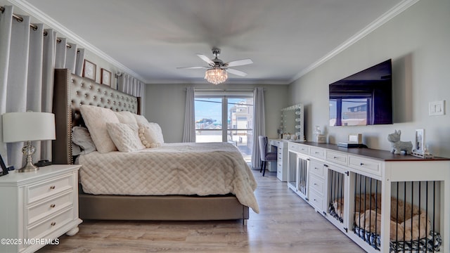33 Sumner Ave Unit 1A, Seaside Heights, NJ 08751 - bedroom with crown molding, light wood-type flooring, and ceiling fan