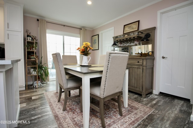 610 Jerome Pl, Freehold, NJ 07728 - dining space featuring ornamental molding, dark wood-style flooring, and recessed lighting