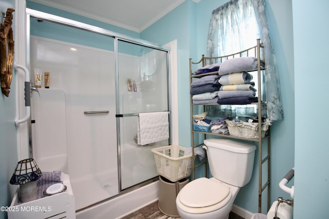 610 Jerome Pl, Freehold, NJ 07728 - full bath with ornamental molding and a shower stall