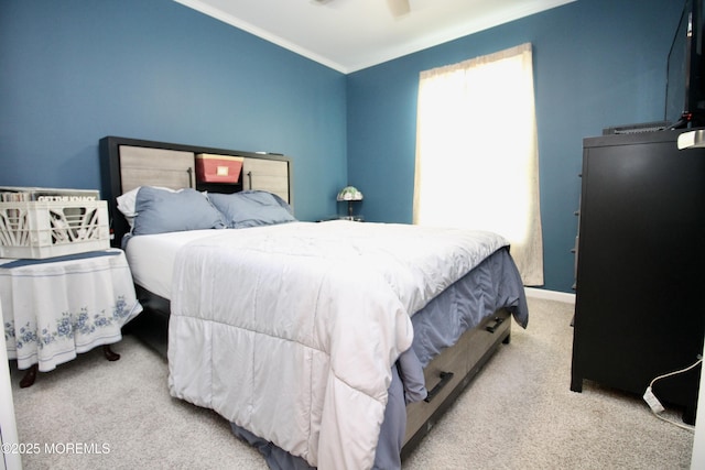 610 Jerome Pl, Freehold, NJ 07728 - bedroom featuring carpet floors, ornamental molding, and a ceiling fan