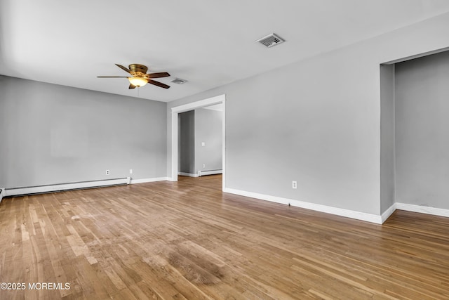 55 S Ave, Bayville, NJ 08721 - empty room with ceiling fan, a baseboard heating unit, wood finished floors, and baseboards