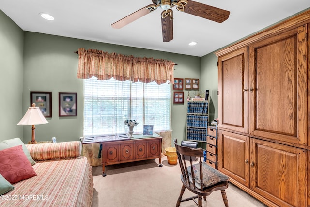 123 Skyline Dr, Lakewood, NJ 08701 - bedroom featuring light colored carpet, a ceiling fan, and recessed lighting