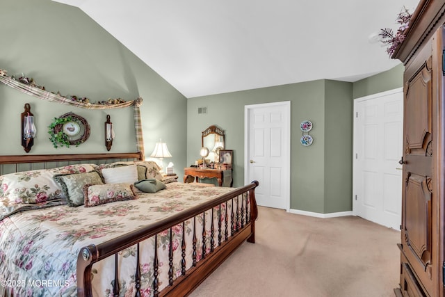 123 Skyline Dr, Lakewood, NJ 08701 - bedroom with light carpet, vaulted ceiling, and baseboards