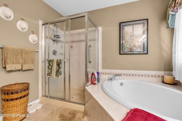 123 Skyline Dr, Lakewood, NJ 08701 - full bath featuring a stall shower, a garden tub, and tile patterned floors