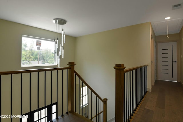 830 Hulses Corner Rd, Howell, NJ 07731 - corridor featuring attic access, an upstairs landing, wood finished floors, and recessed lighting