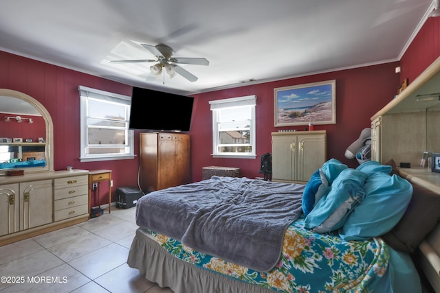 67 Flax Isle Dr, Little Egg Harbor, NJ 08087 - bedroom featuring ornamental molding, light tile patterned floors, and ceiling fan