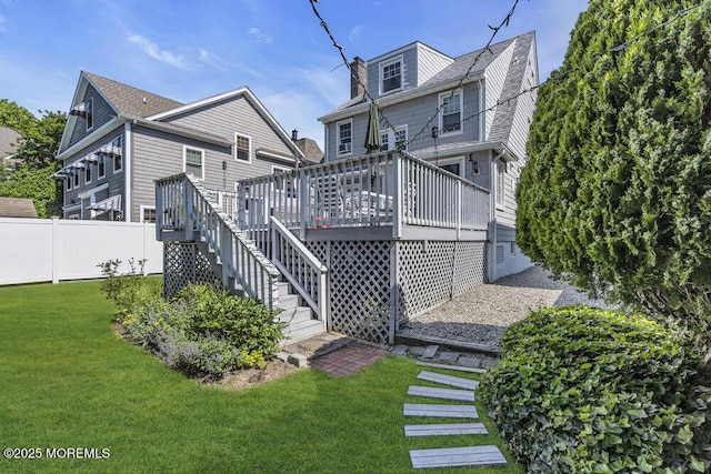 129 Bridge Ave, Bay Head, NJ 08742 - rear view of property with stairway and a deck