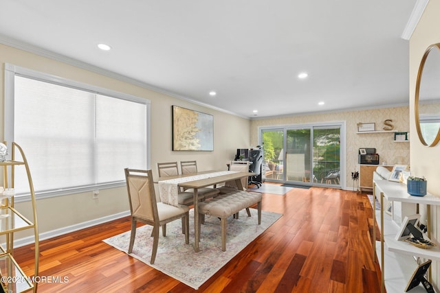 20 Lindsey Cir Unit 20, Old Bridge, NJ 08857 - dining space featuring crown molding, baseboards, wood finished floors, and recessed lighting