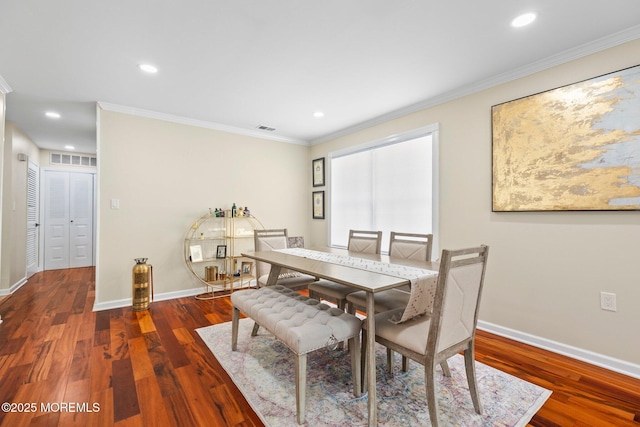 20 Lindsey Cir Unit 20, Old Bridge, NJ 08857 - dining space featuring baseboards, wood finished floors, ornamental molding, and recessed lighting