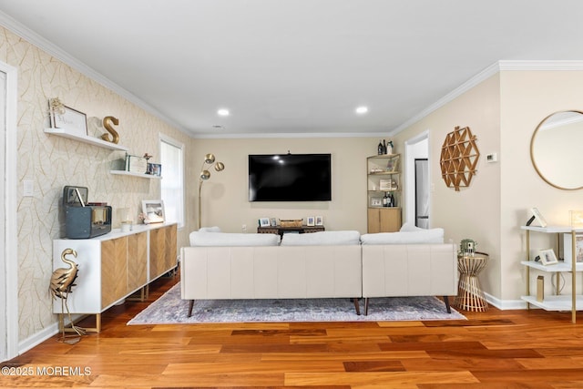20 Lindsey Cir Unit 20, Old Bridge, NJ 08857 - living room with wood finished floors, ornamental molding, baseboards, and recessed lighting