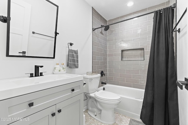 20 Lindsey Cir Unit 20, Old Bridge, NJ 08857 - full bathroom featuring toilet, vanity, shower / tub combo with curtain, and tile patterned flooring
