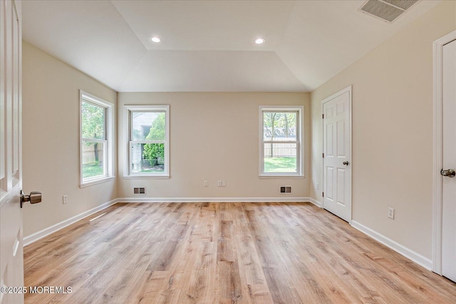 44 Oak Ter, Howell, NJ 07731 - unfurnished bedroom featuring multiple windows, light wood-type flooring, lofted ceiling, recessed lighting, and baseboards