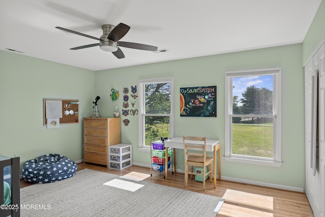 69 Eayrestown Rd, Medford, NJ 08055 - bedroom with wood finished floors, baseboards, and a ceiling fan