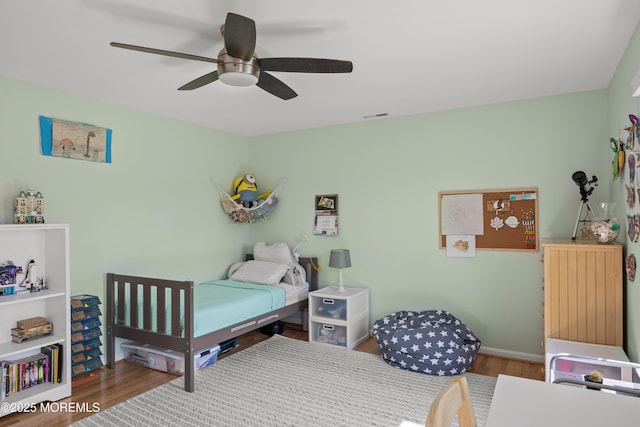 69 Eayrestown Rd, Medford, NJ 08055 - bedroom with wood finished floors, ceiling fan, and baseboards