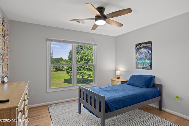 69 Eayrestown Rd, Medford, NJ 08055 - bedroom featuring light wood-style flooring, baseboards, and ceiling fan