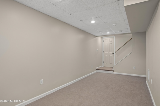 69 Eayrestown Rd, Medford, NJ 08055 - finished basement with recessed lighting, a drop ceiling, baseboards, and carpet flooring