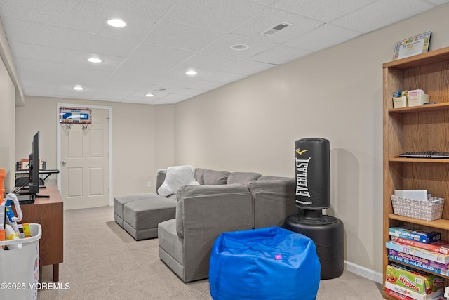 69 Eayrestown Rd, Medford, NJ 08055 - carpeted cinema room featuring a drop ceiling and recessed lighting