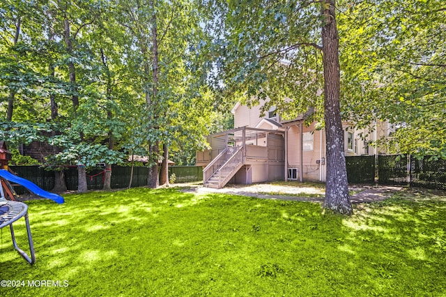 1501 Pine Park Ave, Lakewood, NJ 08701 - view of yard with stairway and a wooden deck