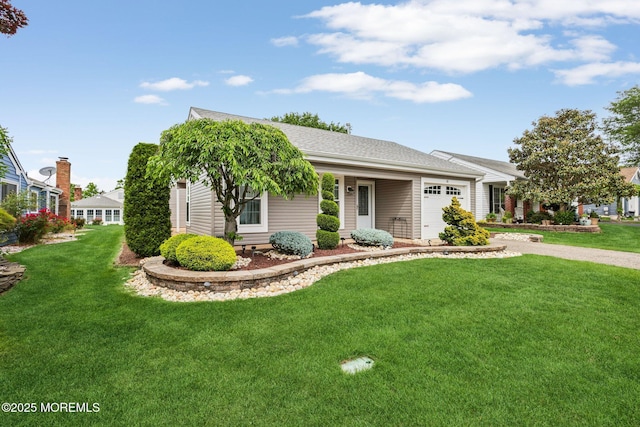 10 Weybridge Pl, Manchester, NJ 08759 - single story home featuring driveway, an attached garage, a front yard, and a shingled roof
