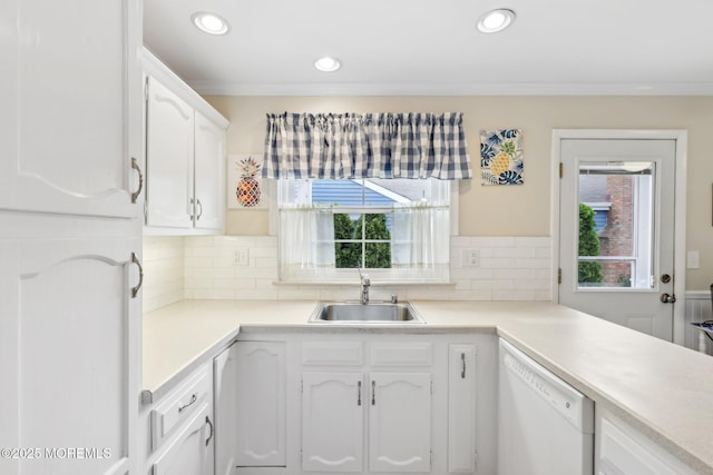 10 Weybridge Pl, Manchester, NJ 08759 - kitchen featuring dishwasher, a sink, healthy amount of natural light, white cabinets, and recessed lighting