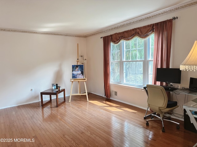 22 Enclosure Dr, Morganville, NJ 07751 - home office featuring hardwood / wood-style flooring and baseboards