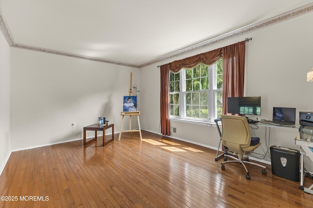 22 Enclosure Dr, Morganville, NJ 07751 - office area with wood-type flooring and ornamental molding
