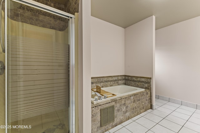 22 Enclosure Dr, Morganville, NJ 07751 - full bathroom with tile patterned floors, a stall shower, and a bath