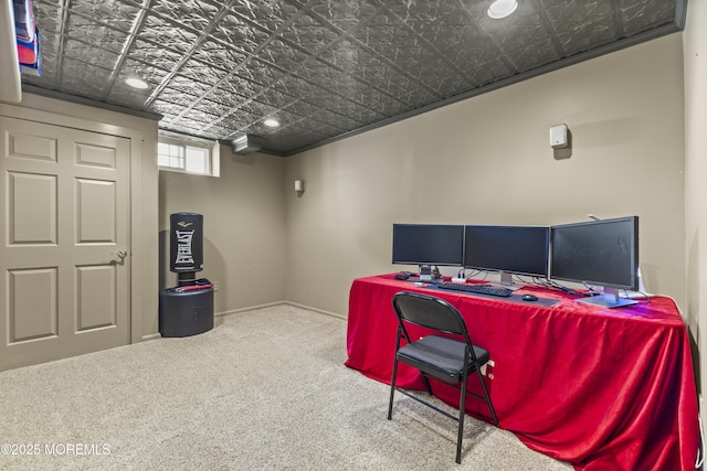 22 Enclosure Dr, Morganville, NJ 07751 - carpeted home office featuring an ornate ceiling and recessed lighting